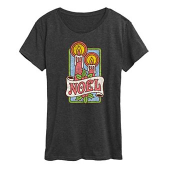 Women's Retro Noel Candles Short Sleeve Graphic Tee