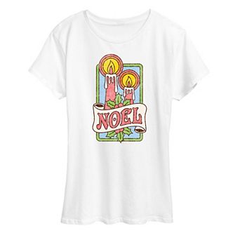 Women's Retro Noel Candles Short Sleeve Graphic Tee