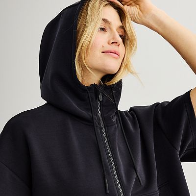 Cropped sleeve hoodie sale