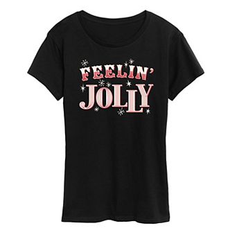 Women's "Feelin' Jolly" Candy Cane Holiday Graphic Tee