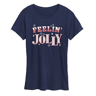 Women's "Feelin' Jolly" Candy Cane Holiday Graphic Tee