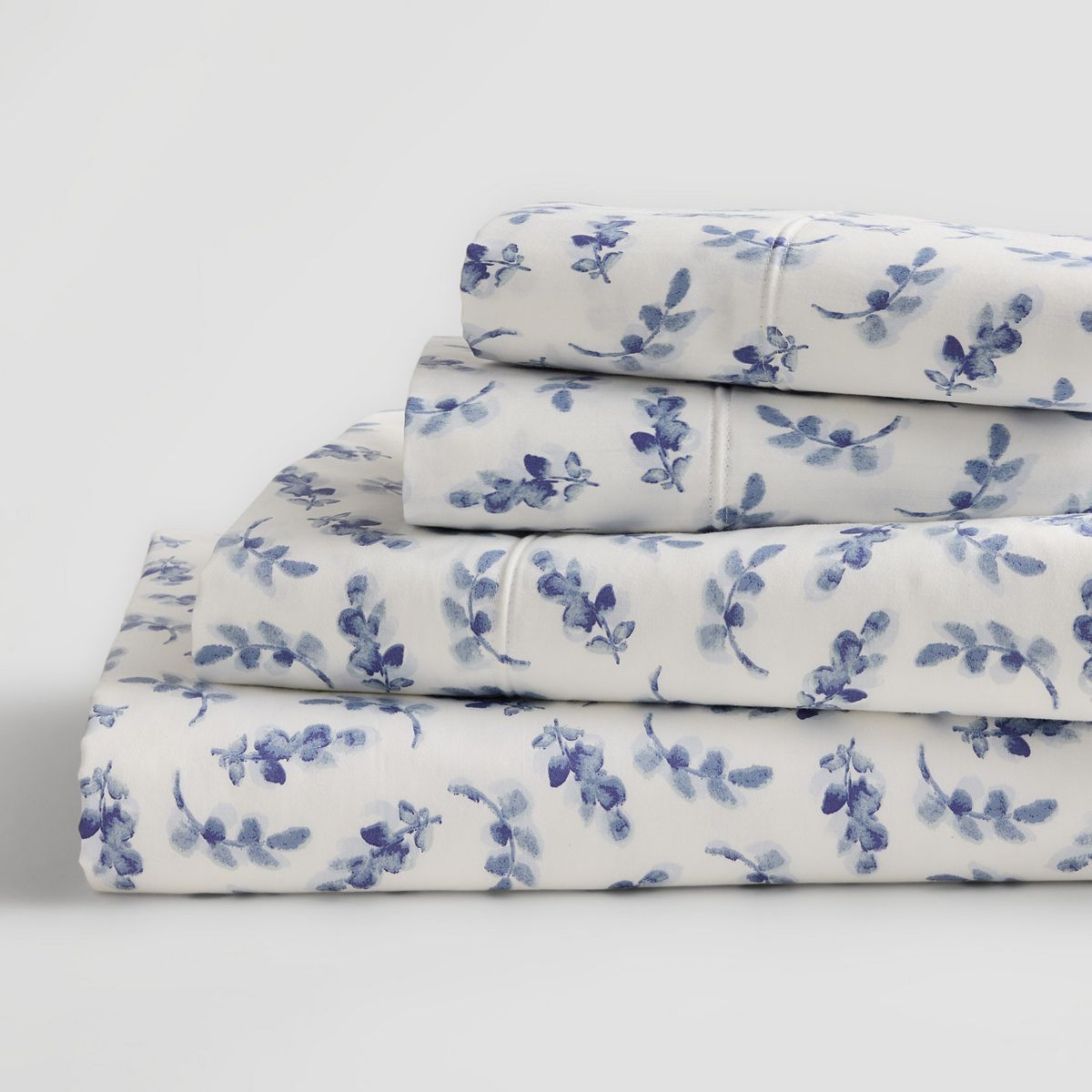 Sonoma Goods For Life® Ultimate HygroCotton® Sheet Set with Pillowcases - Blue Leaves, QUEEN SET