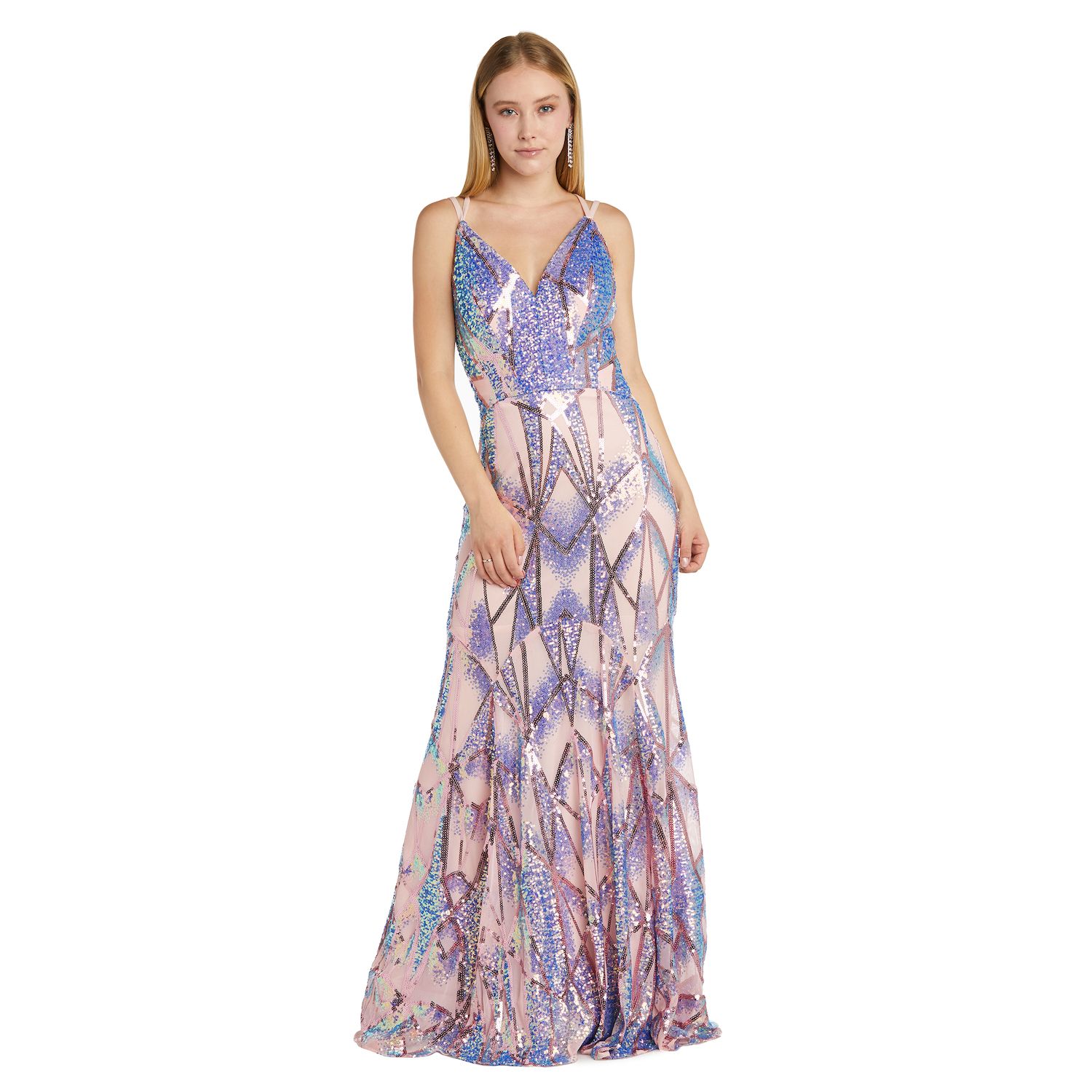 Женские платья Morgan Juniors' Morgan and Co Strappy Sequin Deco Evening Dress