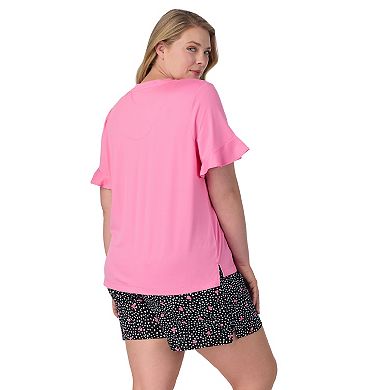 Plus Size Cuddl Duds® Cozy Short Sleeve Top & Boxer Pajama Set