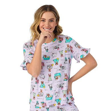 Women's Cuddl Duds Cozy Short Sleeve Pajama Top & Cropped Pajama Pants Set