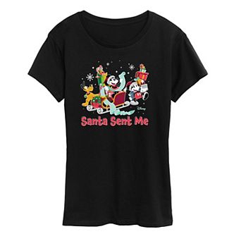 Disney's Mickey Mouse & Friends Juniors' Santa Sent Me Graphic Tee