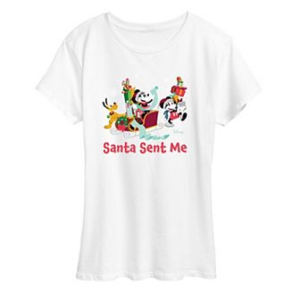 Disney's Mickey Mouse & Friends Juniors' Santa Sent Me Graphic Tee