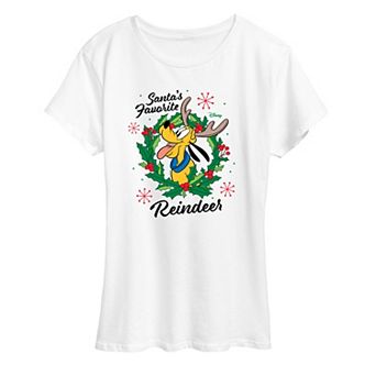 Disney's Pluto Women's "Santa's Favorite Reindeer" Christmas Graphic Tee