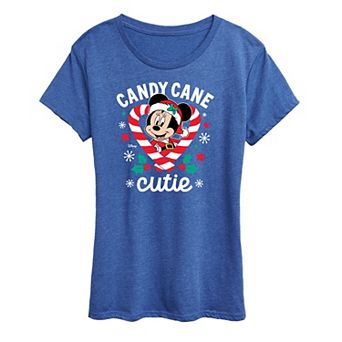 Disney's Minnie Mouse Women's "Candy Cane Cutie" Christmas Graphic Tee