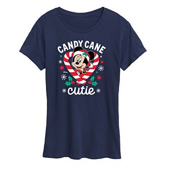 Disney's Minnie Mouse Women's "Candy Cane Cutie" Christmas Graphic Tee
