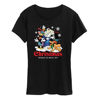 Disney's Mickey Mouse And Friends Women's Christmas Postcard Graphic Tee