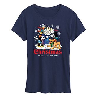 Disney's Mickey Mouse And Friends Women's Christmas Postcard Graphic Tee