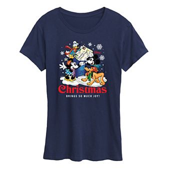 Disney's Mickey Mouse And Friends Women's Christmas Postcard Graphic Tee