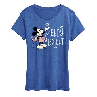 Disney's Mickey Mouse Women's "Merry And Bright" Holiday Graphic Tee