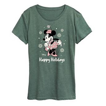Disney's Minnie Mouse Women's "Happy Holidays" Curtsy Graphic Tee