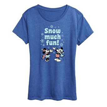 Disney's Mickey Mouse And Minnie Mouse Women's "Snow Much Fun" Graphic Tee