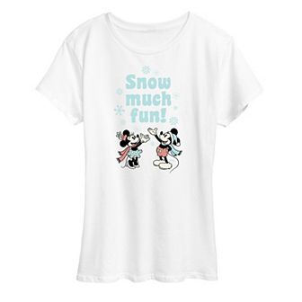 Disney's Mickey Mouse And Minnie Mouse Women's "Snow Much Fun" Graphic Tee