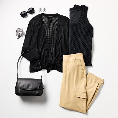 Women's Simply Vera Vera Wang Mesh Stitch Four-Way Cardigan Women's Simply Vera Vera Wang Mesh Stitch Four-Way Cardigan