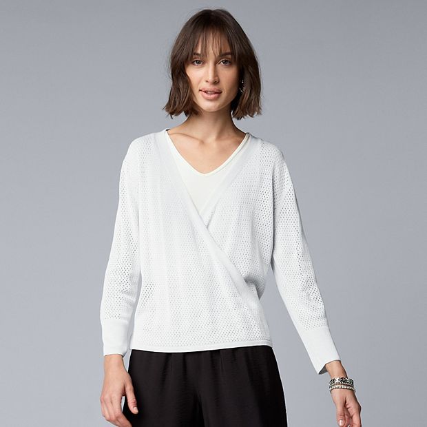 Simply Vera VERAWANG トップス Women's Simply Vera Vera Wang Mesh Stitch Four-Way Cardigan