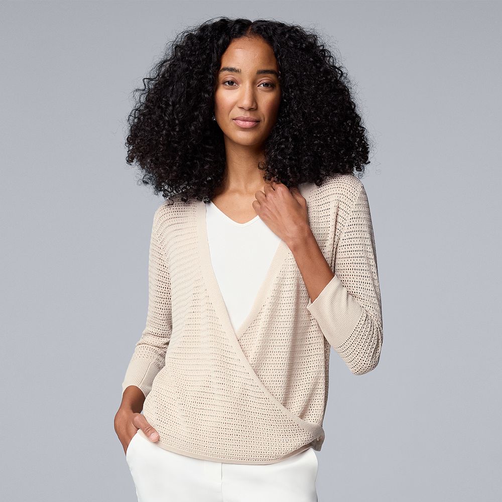 Women's Simply Vera Vera Wang Mesh Stitch Four-Way Cardigan