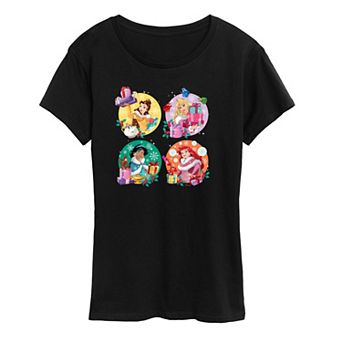 Disney Princess Belle, Aurora, Jasmine And Anna Women's Holiday Graphic Tee