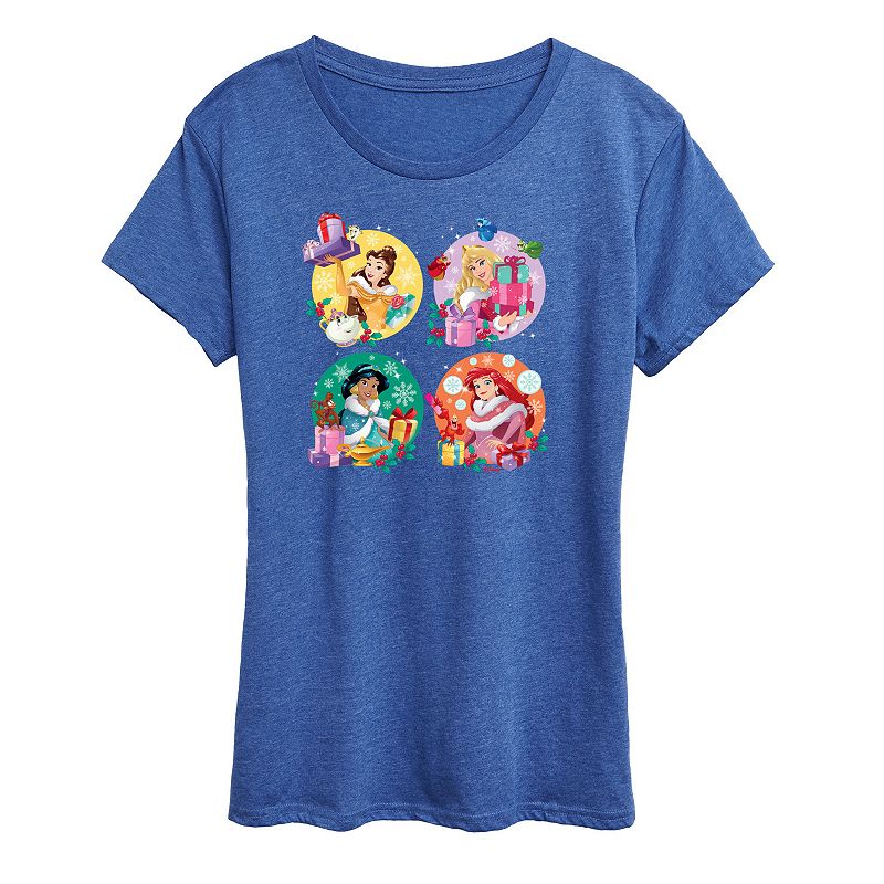 Disney Princess Belle, Aurora, Jasmine And Anna Women's Holiday Graphic Tee, Girl's, 