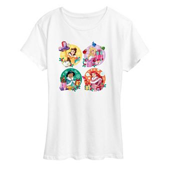 Disney Princess Belle, Aurora, Jasmine And Anna Women's Holiday Graphic Tee
