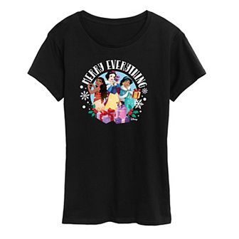 Disney Princess Moana, Snow White And Jasmine Women's "Merry Everything" Graphic Tee