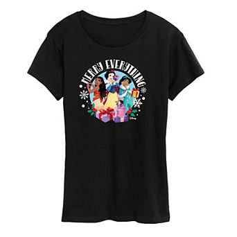 Disney Princess Moana, Snow White And Jasmine Women's "Merry Everything" Graphic Tee