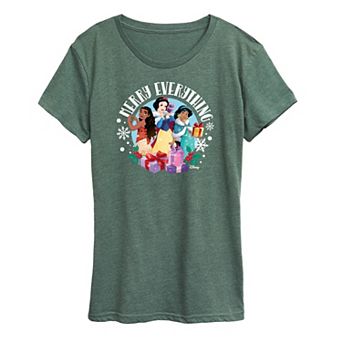 Disney Princess Moana, Snow White And Jasmine Women's "Merry Everything" Graphic Tee