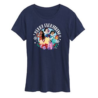 Disney Princess Moana, Snow White And Jasmine Women's "Merry Everything" Graphic Tee