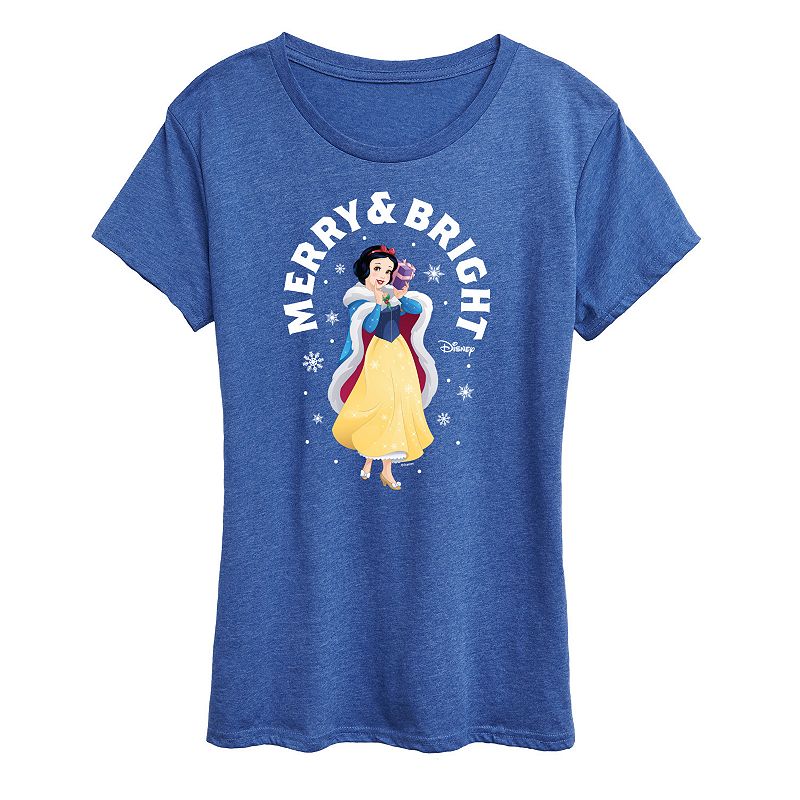 Disney Princess Snow White Women's "Merry And Bright" Holiday Graphic Tee, Girl's, 
