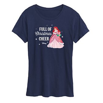 Disney Princess Ariel Women's "Full Of Christmas Cheer" Graphic Tee