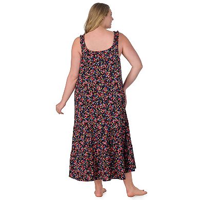Plus Size Cuddl Duds® Cozy Tiered Maxi Nightgown