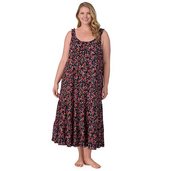 Plus Size Cuddl Duds® Cozy Tiered Maxi Nightgown