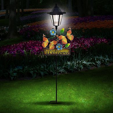 Crosslight Welcome Solar Light Butterfly Garden Stake
