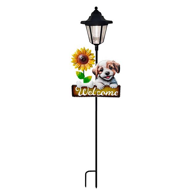 Dog Solar Powered Lights Solar Garden Statues Welcome Dog, Welcome