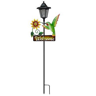 Crosslight Welcome Hummingbird Solar Light Garden Stake