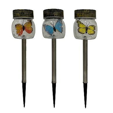 Crosslight 3-Piece Decorative Solar Mason Jar Butterfly Pathway Lights