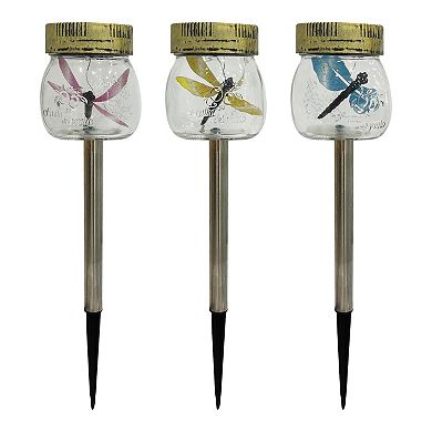 Crosslight 3-Pack Solar Dragon Fly Glass Jar Lights