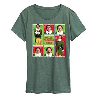 Junior's Elf Christmas Cheer Grid Tee