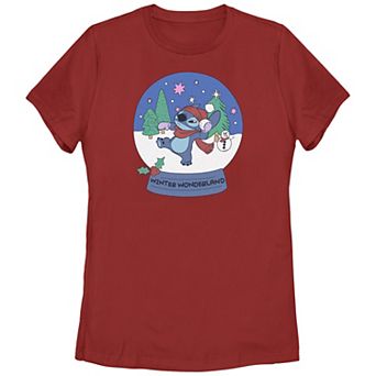 Disney's Lilo & Stitch Winter Wonderland Snowglobe Stitch Juniors' Graphic Tee