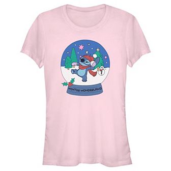Disney's Lilo & Stitch Juniors' Winter Wonderland Snowglobe Graphic Tee