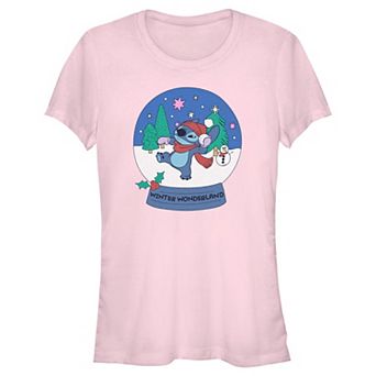 Disney's Lilo & Stitch Juniors' Winter Wonderland Snowglobe Graphic Tee