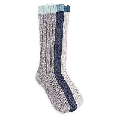 Women's MUK LUKS 3-Pair Fluffy Slouch Socks