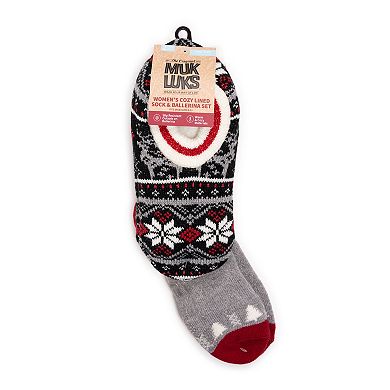 Women's MUK LUKS Ballerina Crew & Bootie Slipper Socks Set