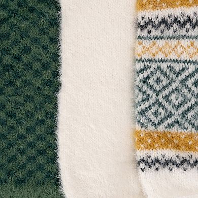 Women's MUK LUKS Fuzzy Crew Fall Socks 3-Pack