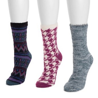 Women's MUK LUKS Fuzzy Crew Fall Socks 3-Pack
