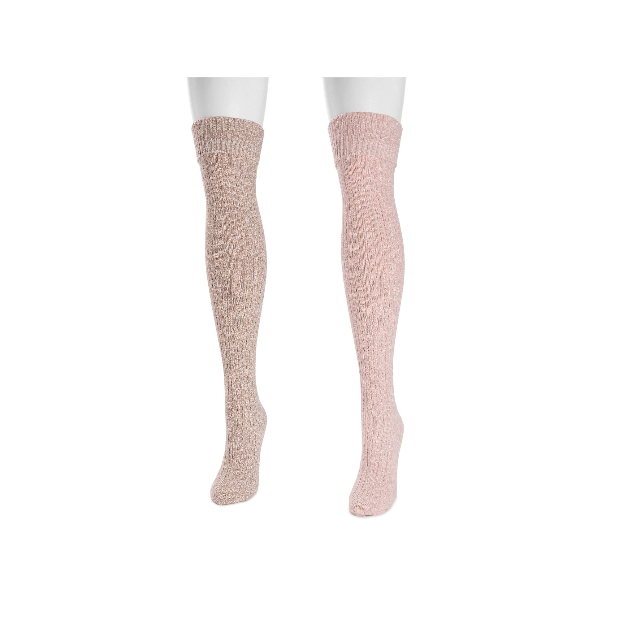 Womens MUK LUKS Marl Over-the-Knee Socks 2-Pack, Pink
