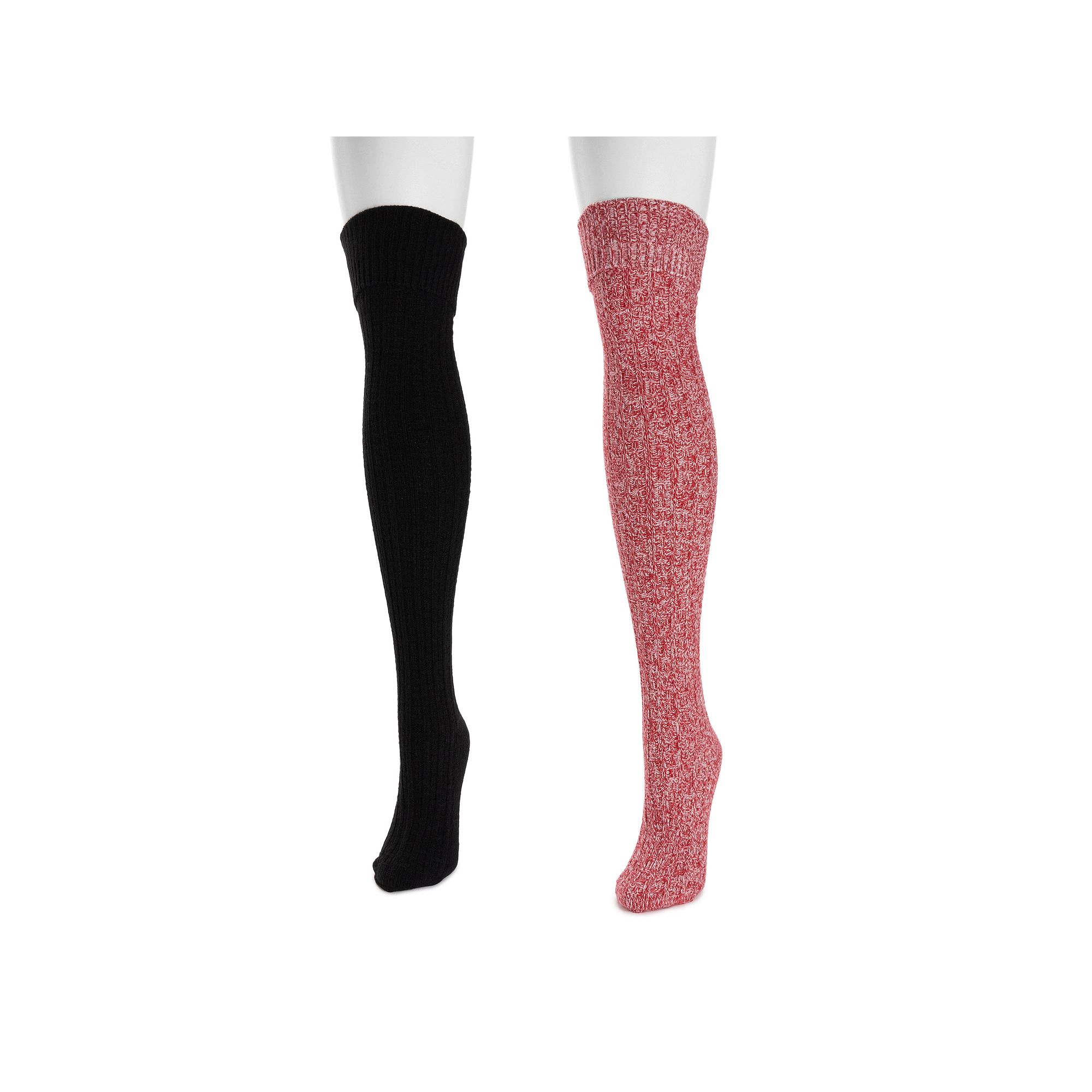 Womens MUK LUKS Marl Over-the-Knee Socks 2-Pack, Red